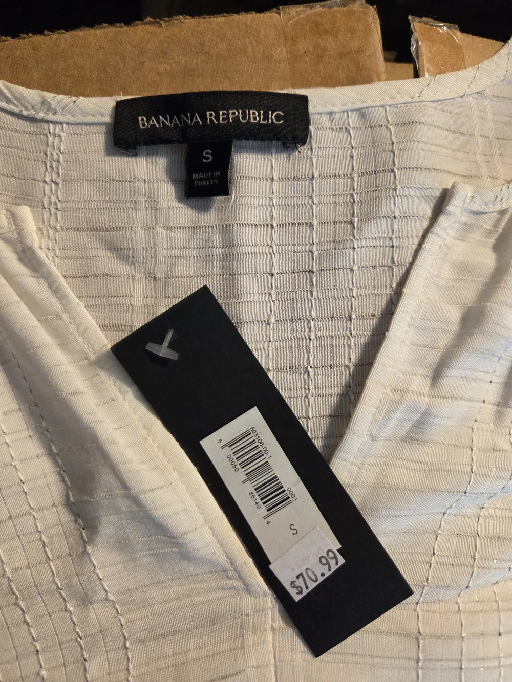 Banana Republic White V-Neck Peasant Blouse